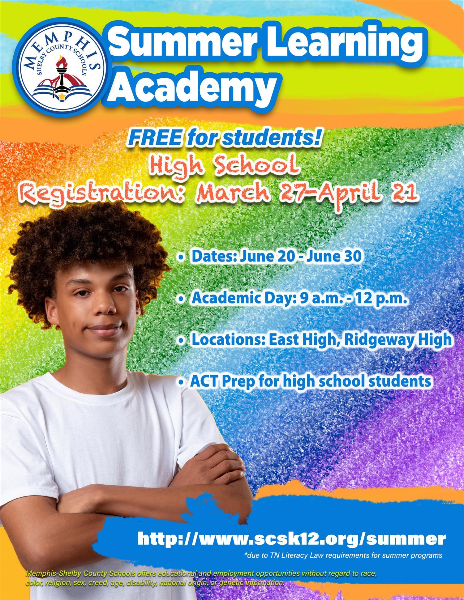 Summer Learning Academy 2023. Registration will open on Monday, March 27